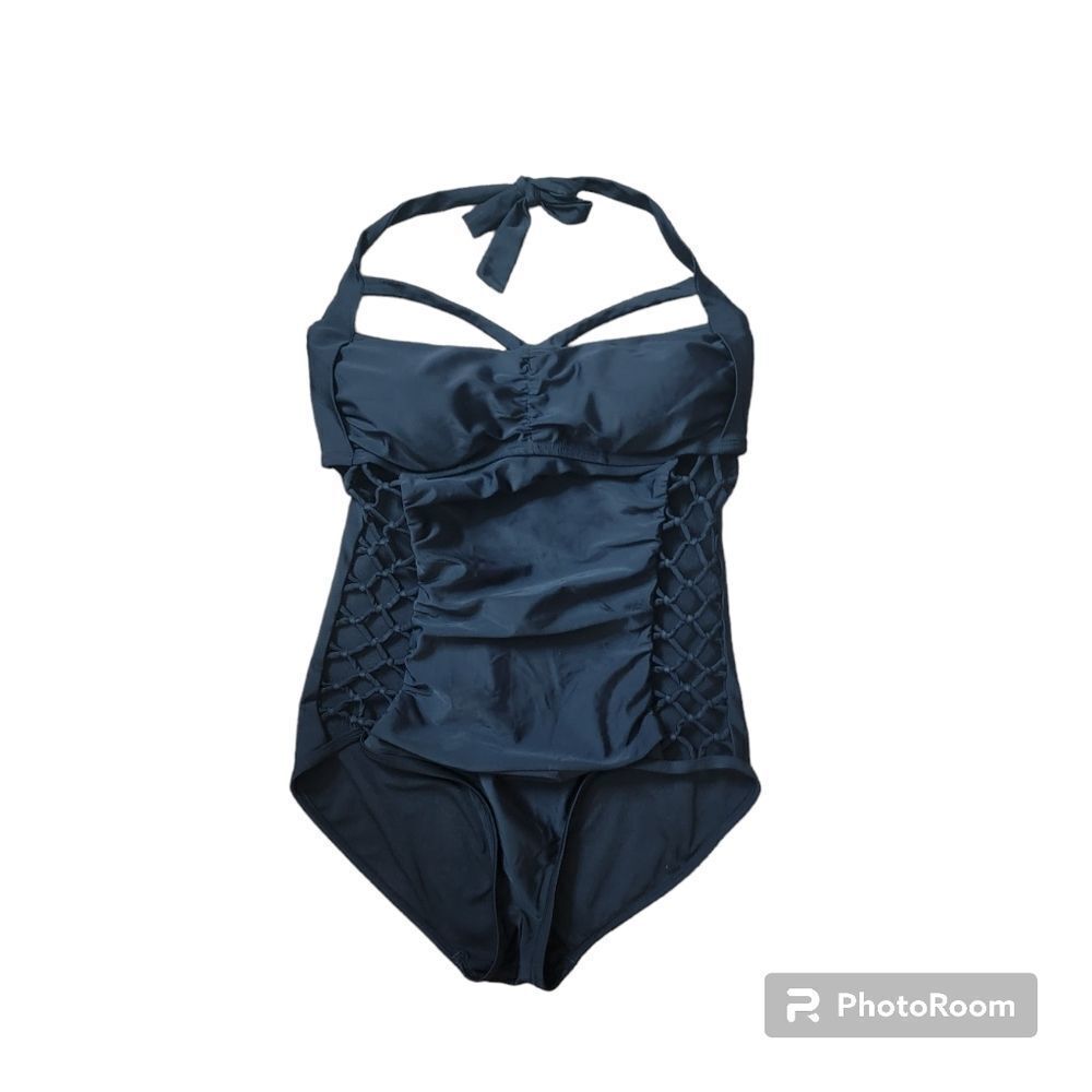Ashley Graham Swimsuits For All Black One Piece Swimsuit. Size 10.